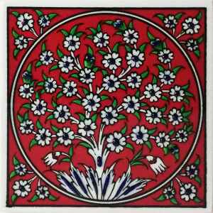 10x10 cm Çini Pano - KÇ044 Kırmızı